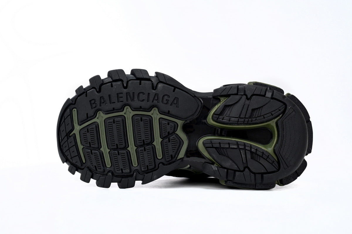 Balenciaga Track 2 Open Sneakers "Black Green"-retro thick sole dad shoes，Women's Shoe Sale / Men's Shoe Sale