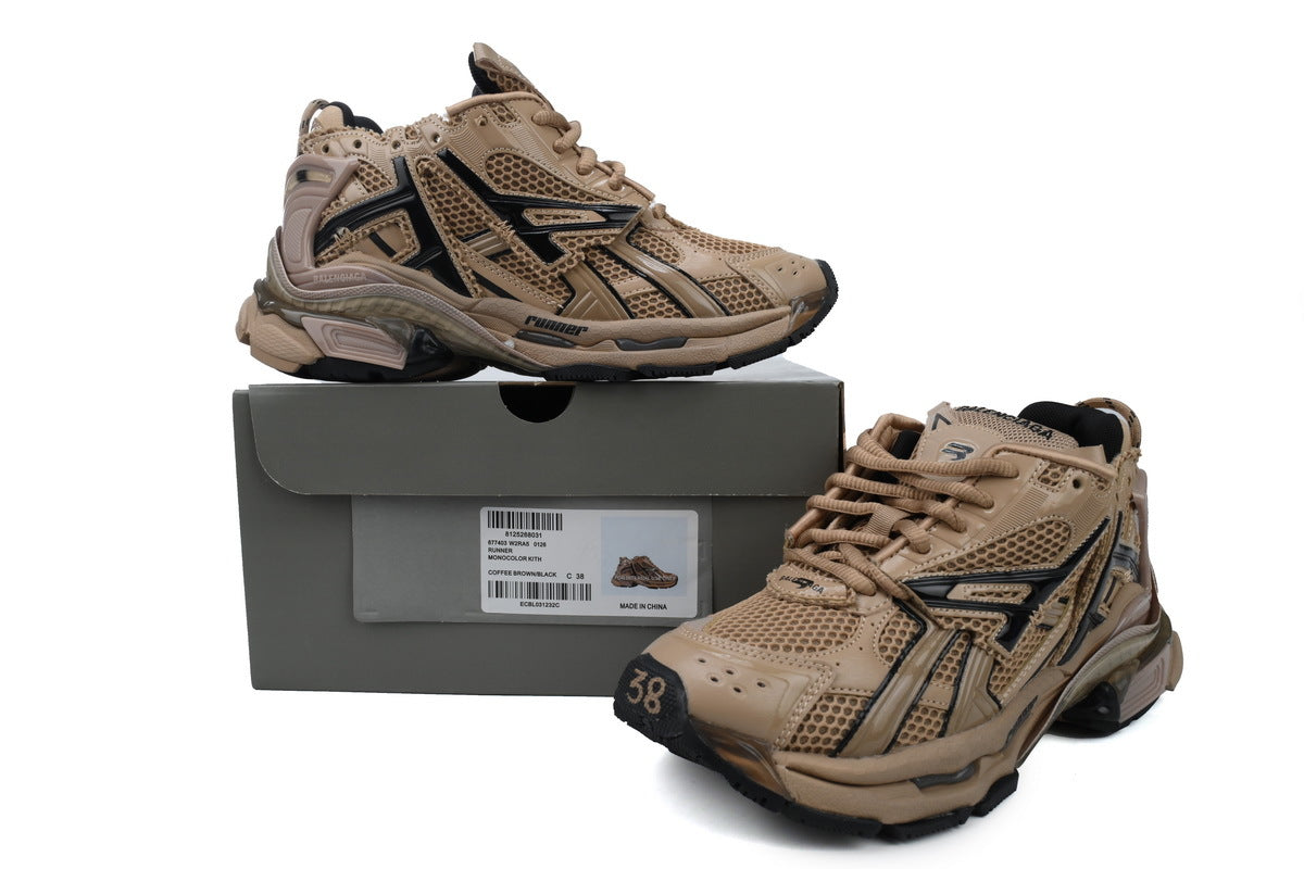 Balenciaga Runner Sneakers "Coffee Brown Black"-retro thick sole dad shoes，Women's Shoe Sale / Men's Shoe Sale