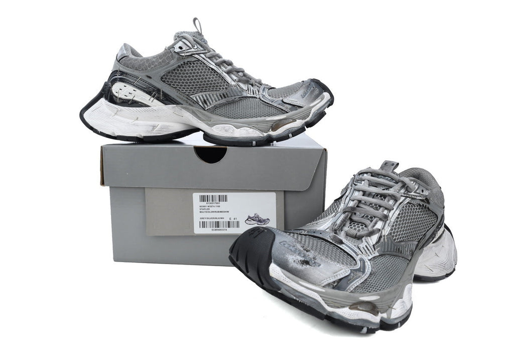 Balenciaga Stapler Sneakers Men Women "Grey Silver"-retro thick sole dad shoes，Women's Shoe Sale / Men's Shoe Sale