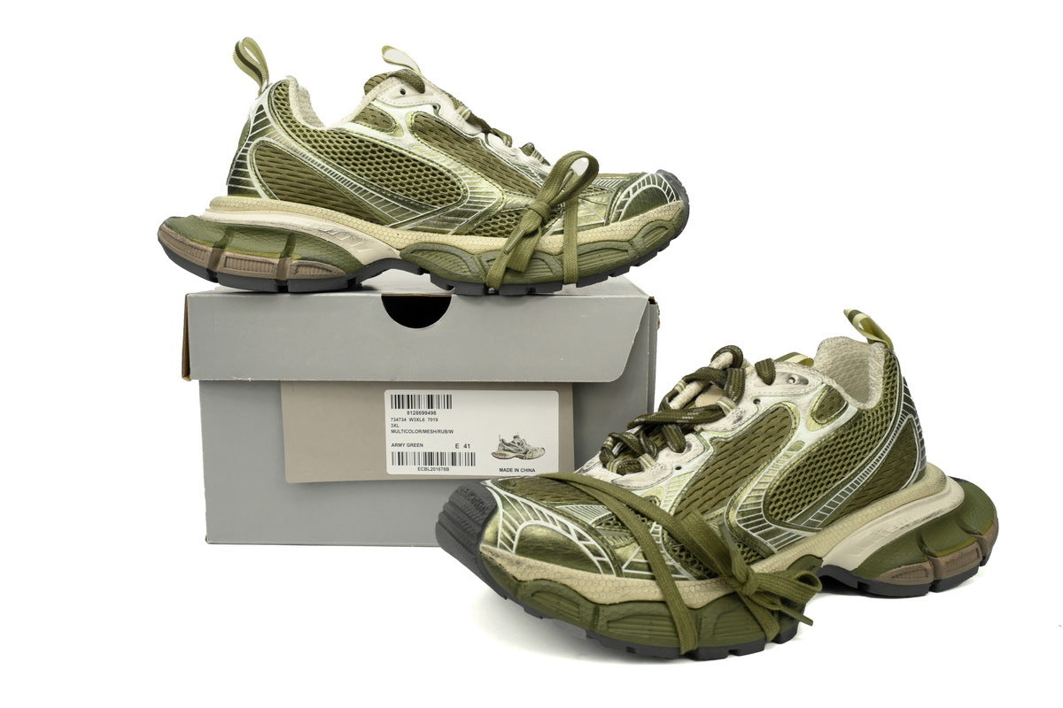 Balenciaga 3XL Sneaker "Army Green"-retro thick sole dad shoes，Women's Shoe Sale / Men's Shoe Sale