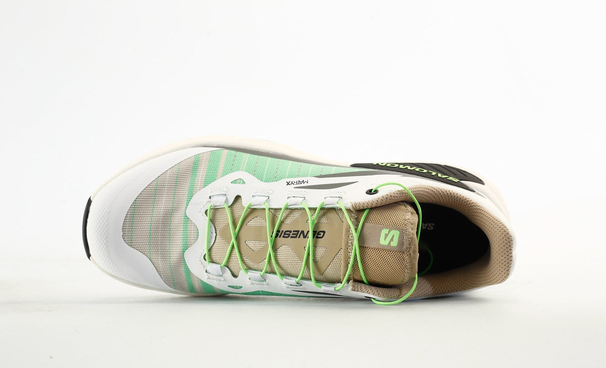 Salomon Genesis Trail Running Shoes "White Oxford Tan Green Gecko"- outdoor hiking shoes/Women's Shoe Sale / Men's Shoe Sale