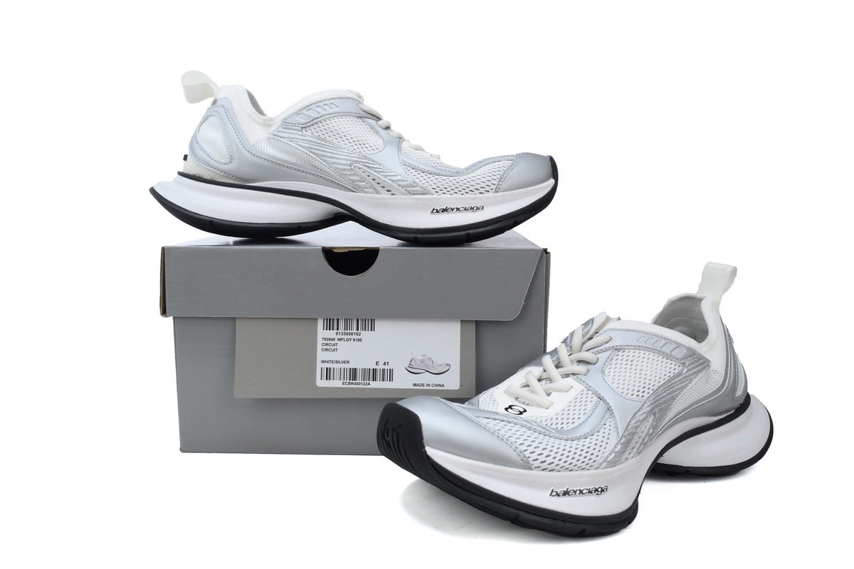 Balenciaga Circuit Sneaker "White/Silver"-retro thick sole dad shoes，Women's Shoe Sale / Men's Shoe Sale