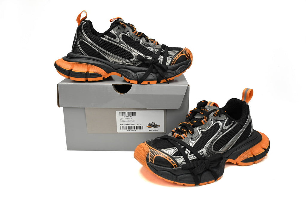 Balenciaga 3XL Sneaker "Black Orange Silver"-retro thick sole dad shoes，Women's Shoe Sale / Men's Shoe Sale