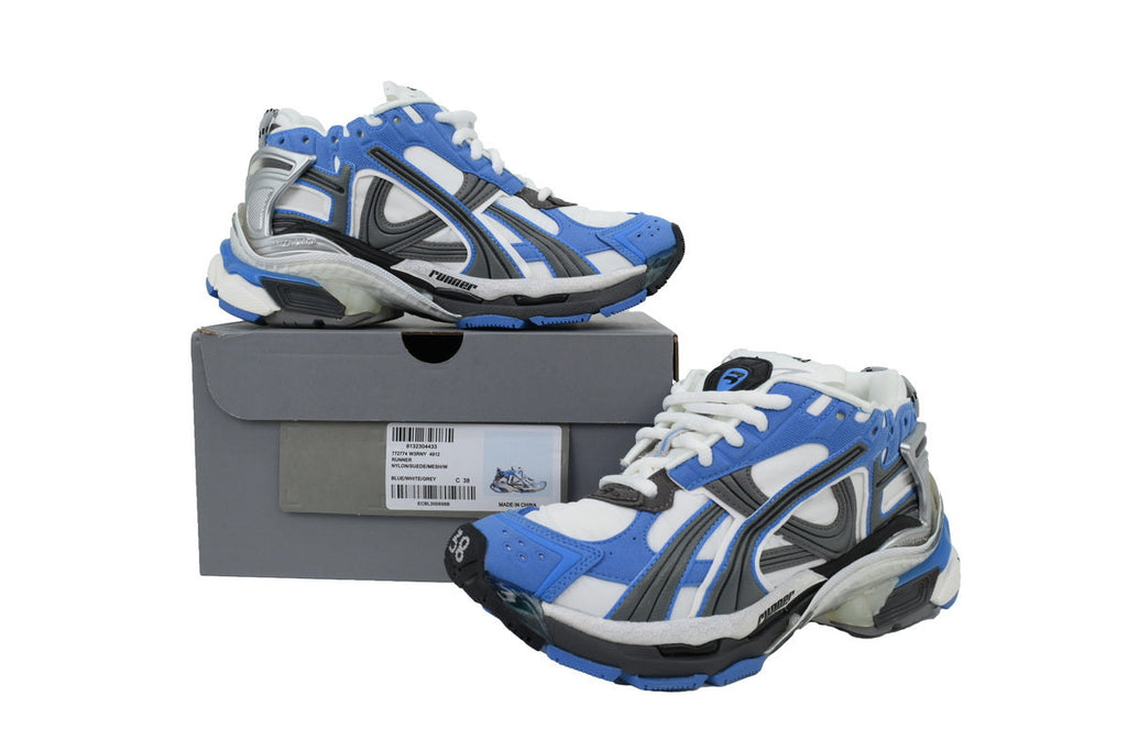 Balenciaga Runner Sneakers "Blue White Grey"-retro thick sole dad shoes，Women's Shoe Sale / Men's Shoe Sale
