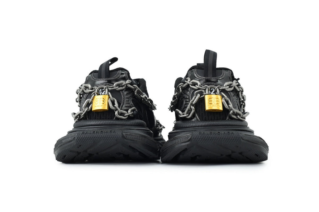 Balenciaga 3XL Chain Sneakers All Black "Black" Distressed Mesh Chunky Dad Shoes