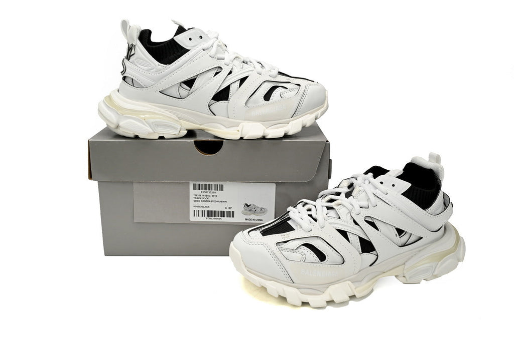 Balenciaga Track Sock Sneakers "White Black"-retro thick sole dad shoes，Women's Shoe Sale / Men's Shoe Sale