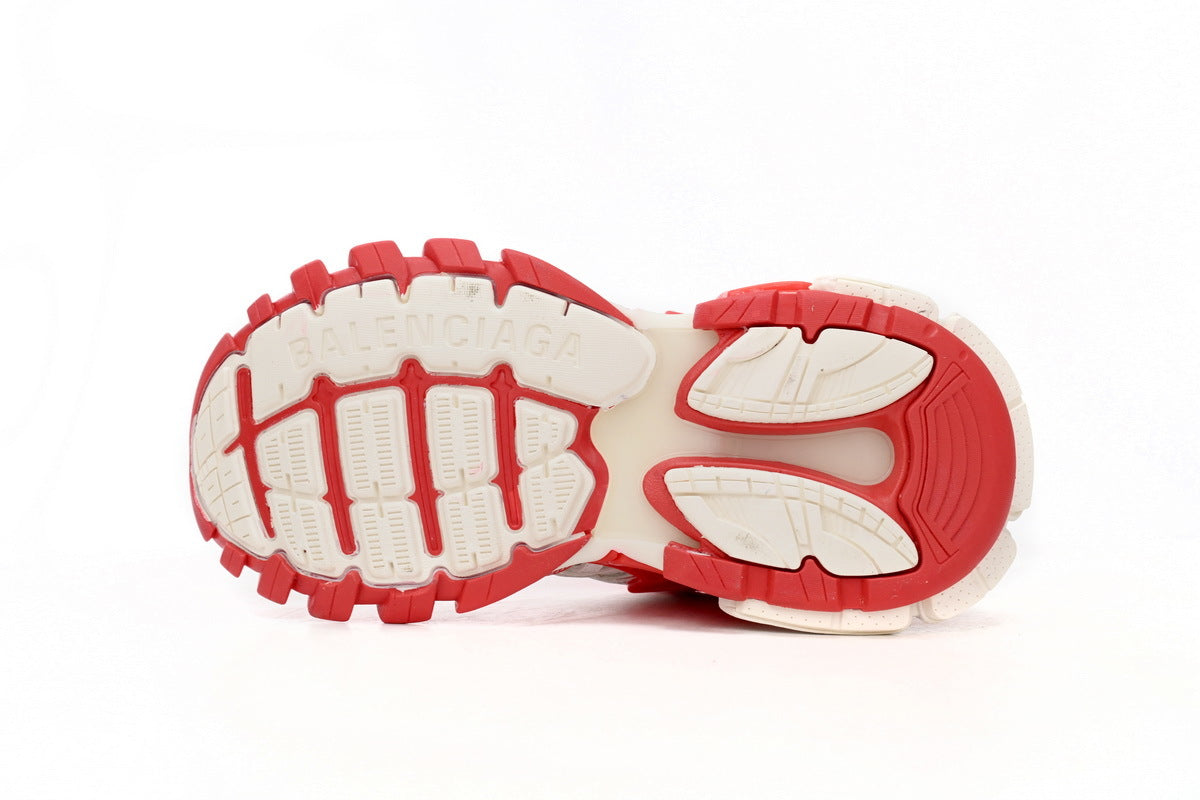 Balenciaga Track 2 Open Sneakers "White Bright Red"-retro thick sole dad shoes，Women's Shoe Sale / Men's Shoe Sale