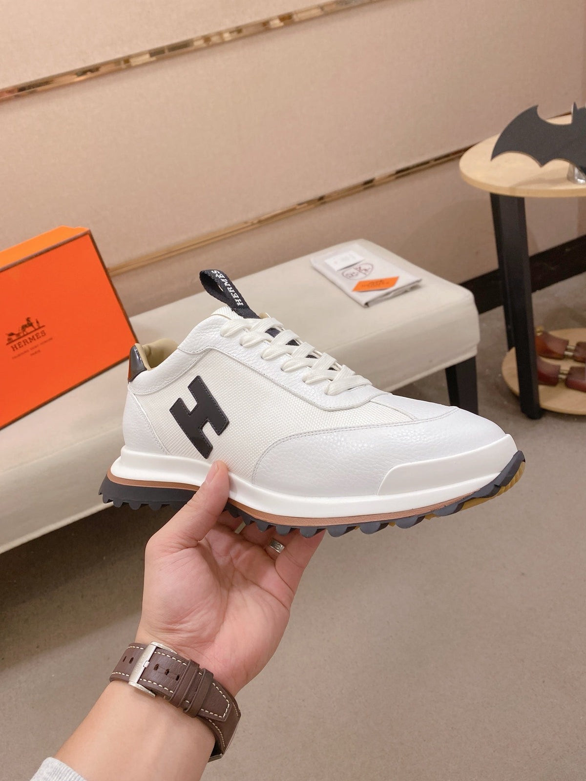Hermès Trail Sneaker "White" Leather Mesh Men Casual Sneakers