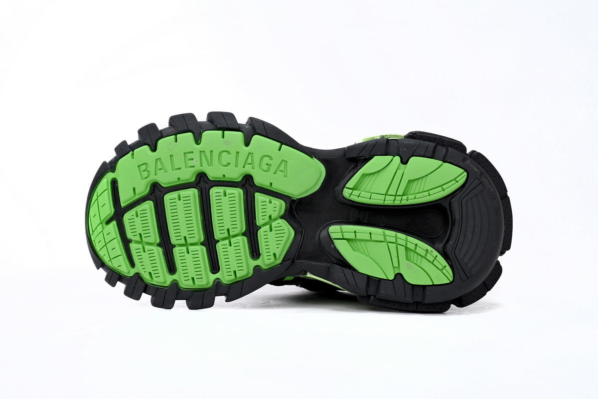 Balenciaga Track 2 Open Sneakers "Black Fluorescent Green"-retro thick sole dad shoes，Women's Shoe Sale / Men's Shoe Sale