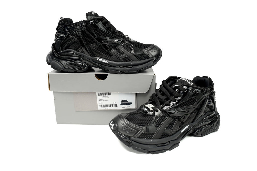 Balenciaga Runner Mid Sneakers Black Mesh Shiny Chunky Mid Top Trainer