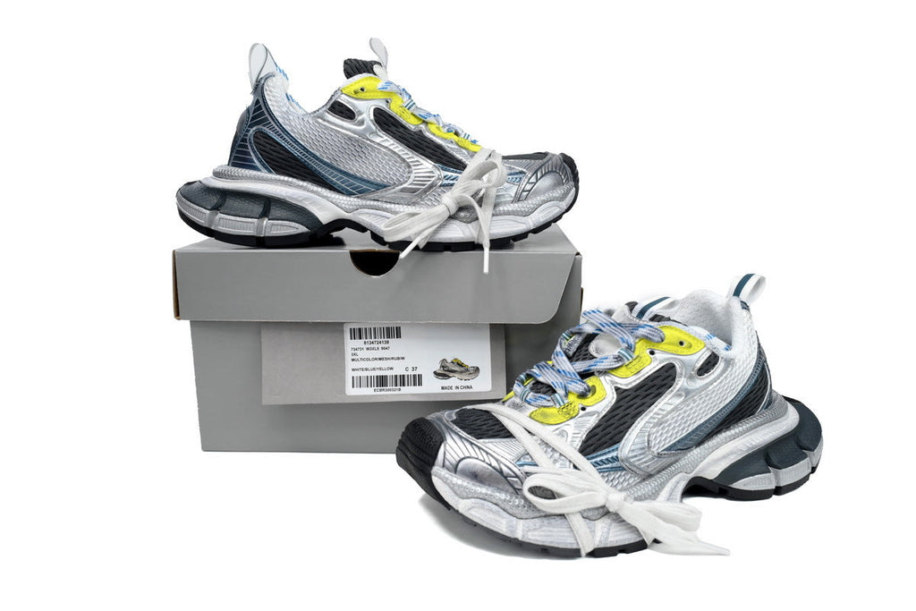 Balenciaga 3XL Sneakers "Silver Blue Yellow"-retro thick sole dad shoes，Women's Shoe Sale / Men's Shoe Sale