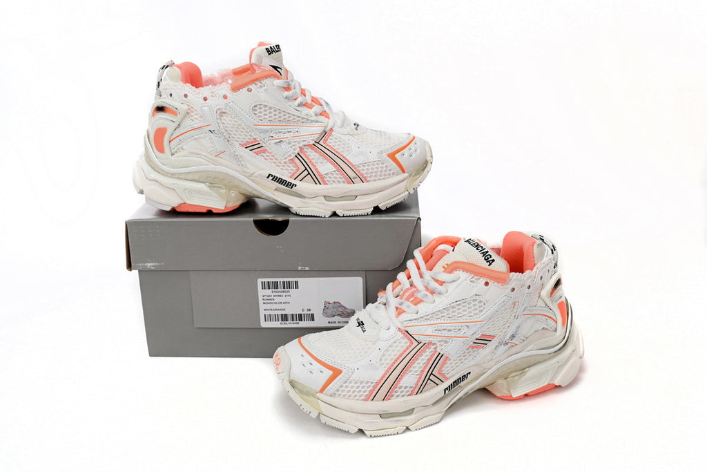 Balenciaga Runner Sneaker "White Orange"-retro thick sole dad shoes，Women's Shoe Sale / Men's Shoe Sale