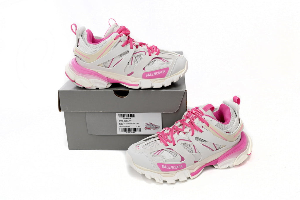 Balenciaga Track Sneakers "White Rose Red"-retro thick sole dad shoes，Women's Shoe Sale / Men's Shoe Sale