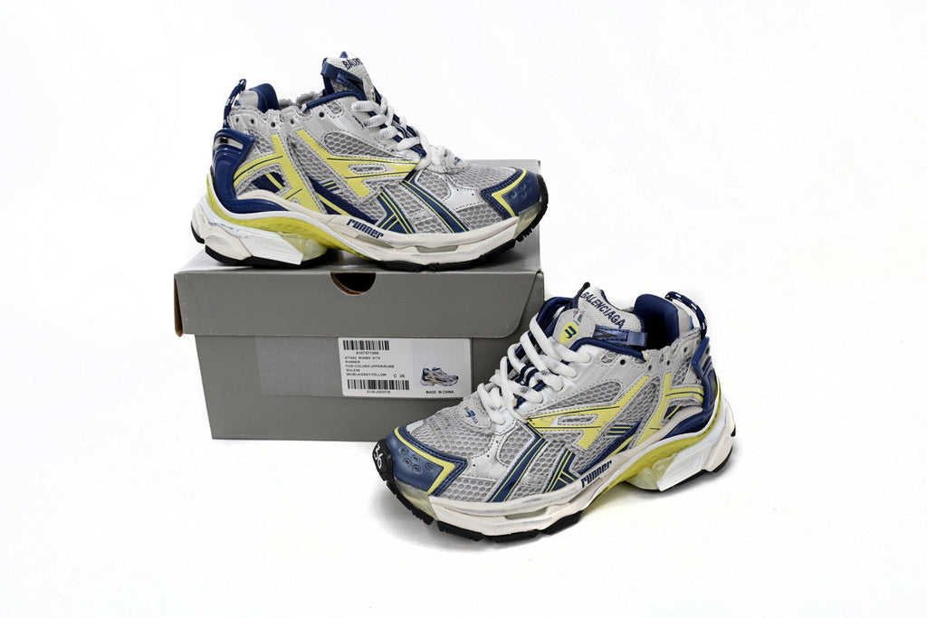 Balenciaga Runner Sneaker "Grey Blue Yellow"-retro thick sole dad shoes，Women's Shoe Sale / Men's Shoe Sale