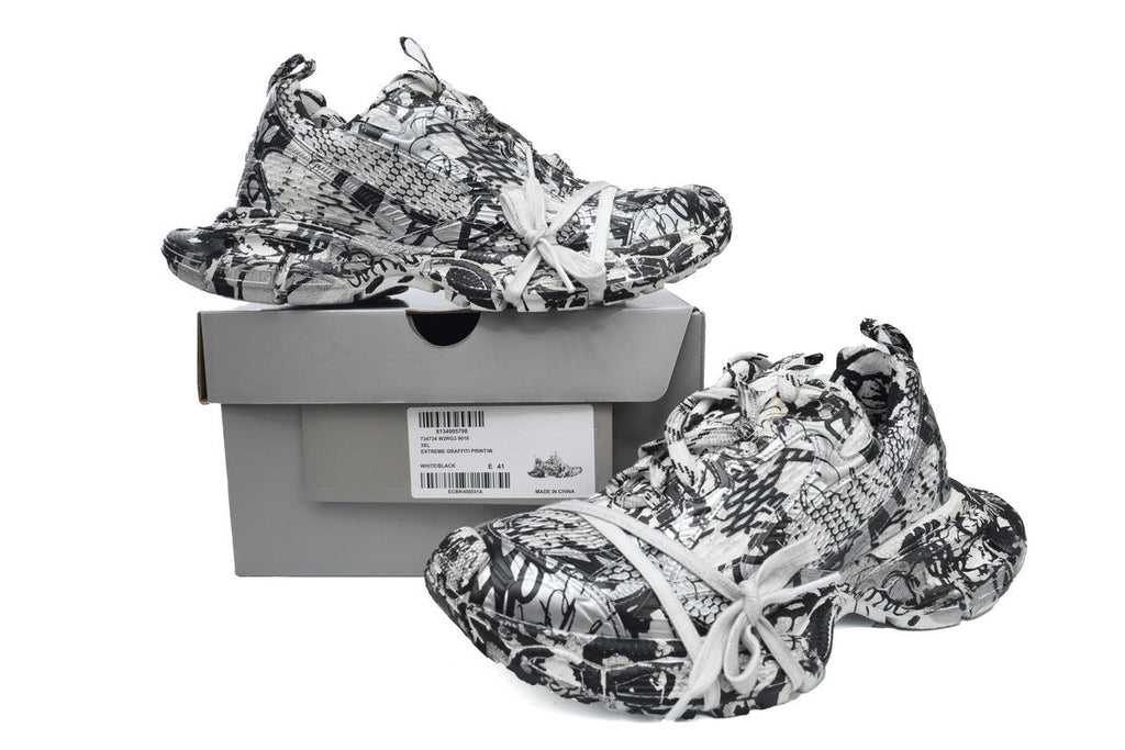 Balenciaga 3XL Sneaker "White Black Graffiti"-retro thick sole dad shoes，Women's Shoe Sale / Men's Shoe Sale