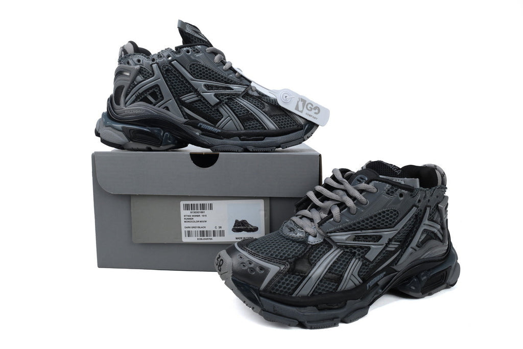 Balenciaga Runner Sneakers Men Women "Dark Grey Black"-retro thick sole dad shoes，Women's Shoe Sale / Men's Shoe Sale