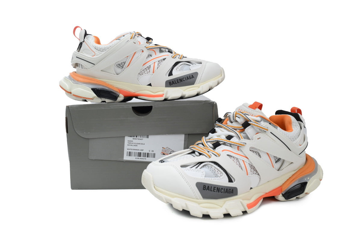 Balenciaga Track 2.0 Sneakers "White/Orange" Men Women Hiking Dad Shoes