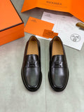 Hermès Men's H Logo Loafers "Black" Smooth Calf Leather Slip On Formal Dress Shoes