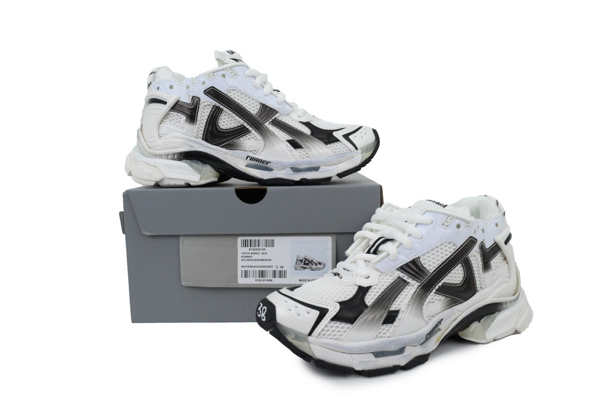 Balenciaga Runner Sneakers "White Black Gradient"-retro thick sole dad shoes，Women's Shoe Sale / Men's Shoe Sale