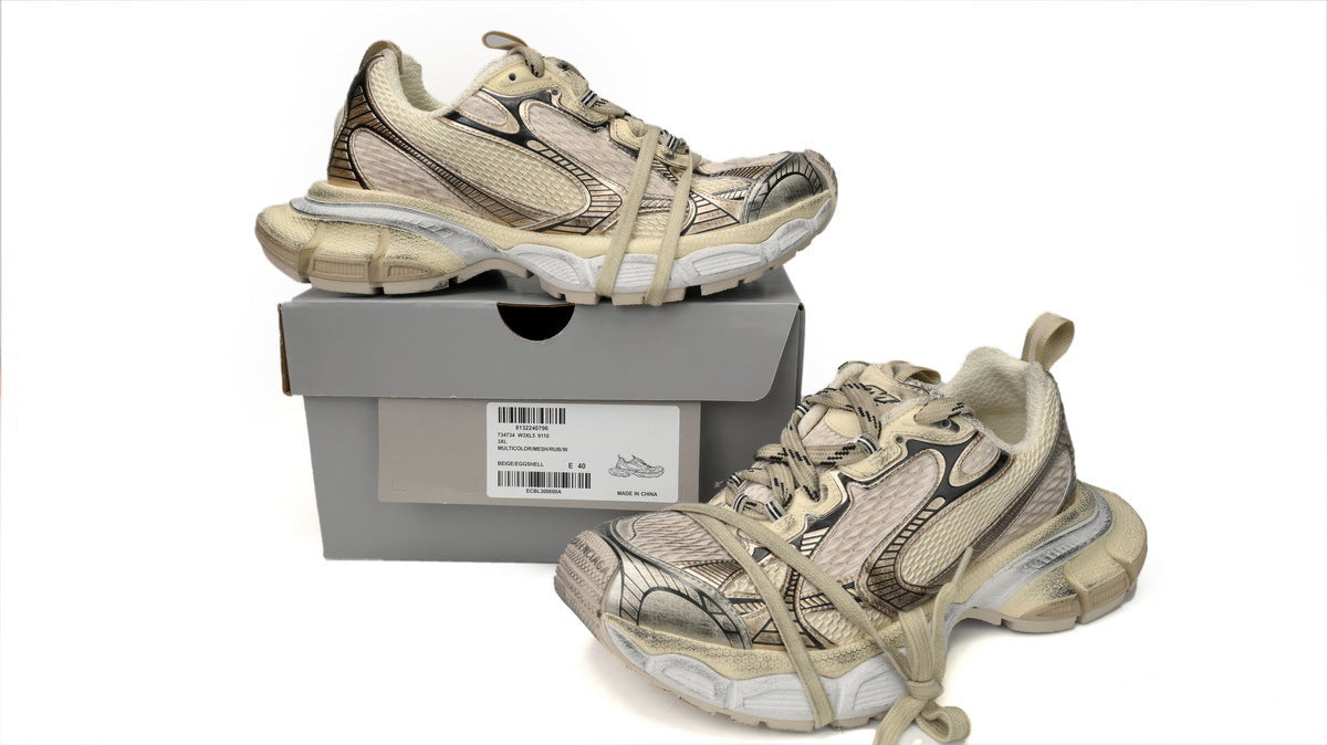 Balenciaga 3XL Sneaker "Beige Metallic Gold"-retro thick sole dad shoes，Women's Shoe Sale / Men's Shoe Sale