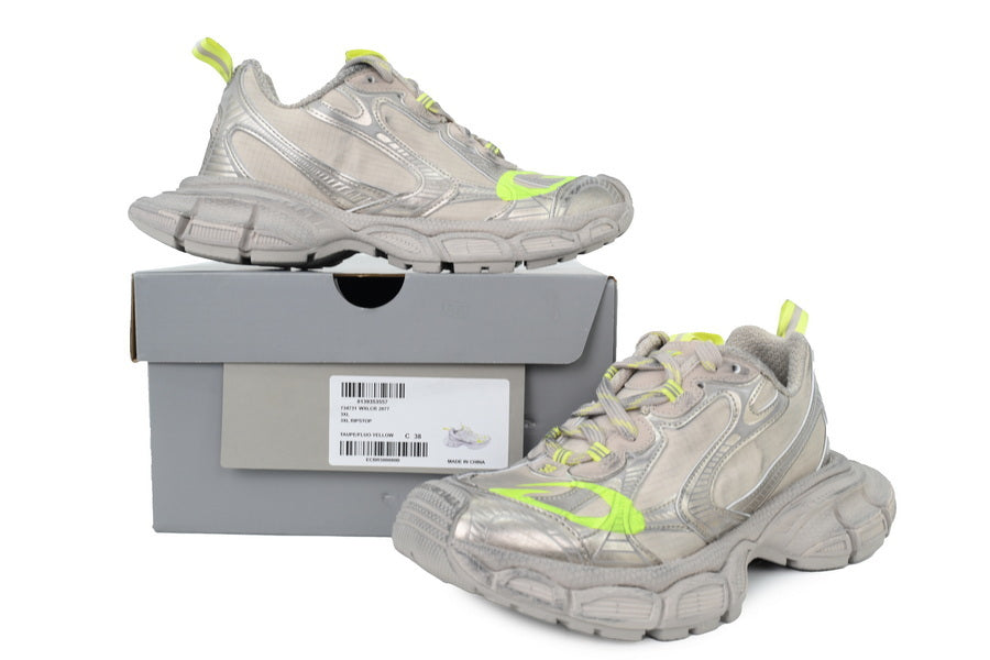 Balenciaga 3XL Sneakers Women "Taupe Fluorescent Yellow"-retro thick sole dad shoes，Women's Shoe Sale / Men's Shoe Sale