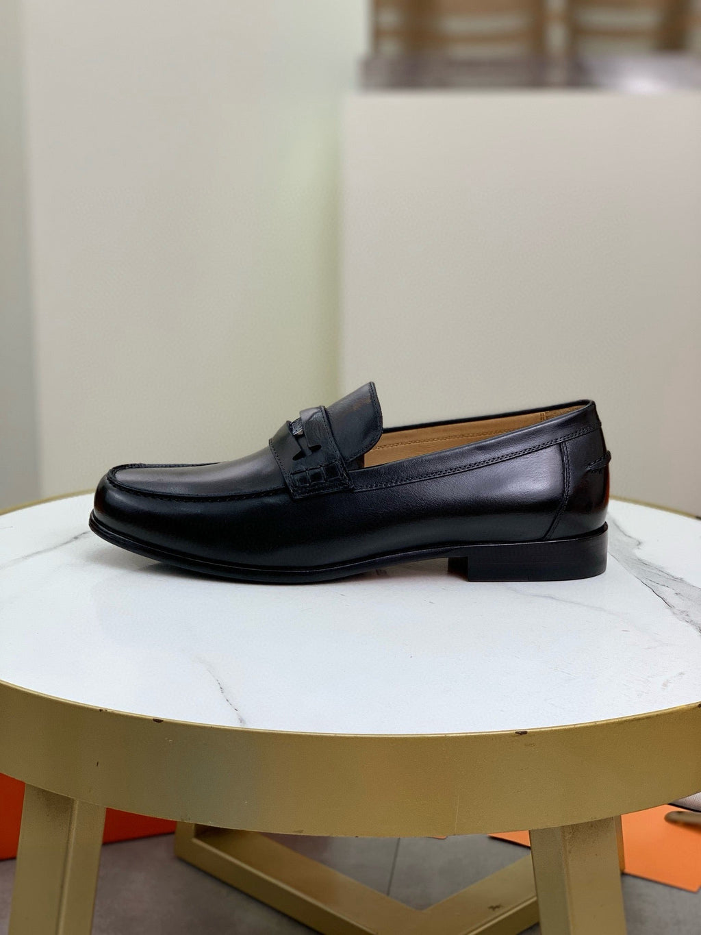 Hermès Men's Penny Loafers "Black" Smooth Calf Leather Slip On Formal Dress Shoes