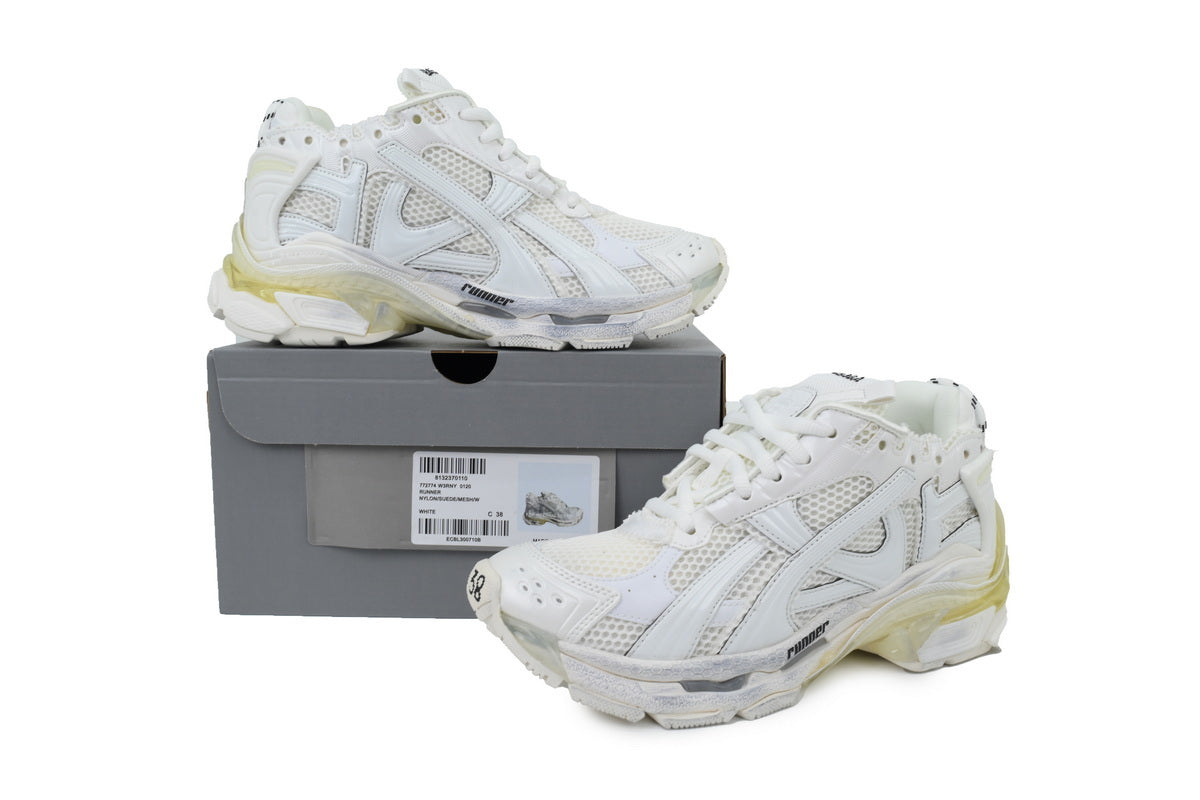 Balenciaga Runner Sneakers Men Women "White"-retro thick sole dad shoes，Women's Shoe Sale / Men's Shoe Sale