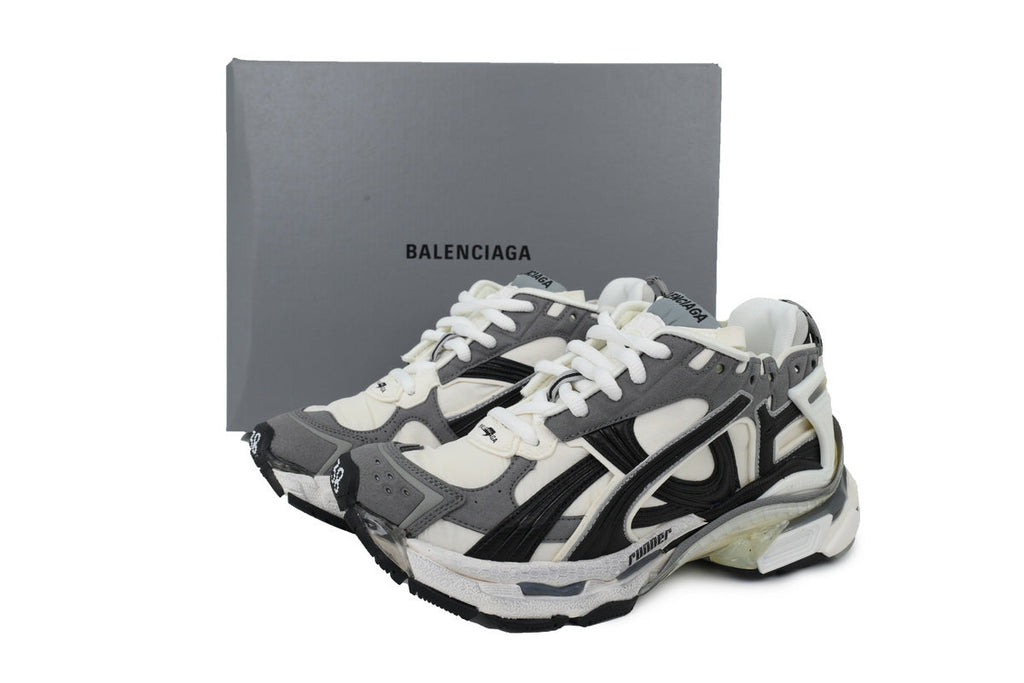 Balenciaga Runner Sneakers "Grey White Black"-retro thick sole dad shoes，Women's Shoe Sale / Men's Shoe Sale
