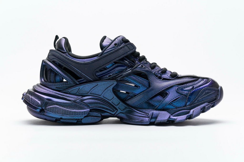 Balenciaga Track 2 Open Sneakers "Iridescent Blue Purple"-retro thick sole dad shoes，Women's Shoe Sale / Men's Shoe Sale