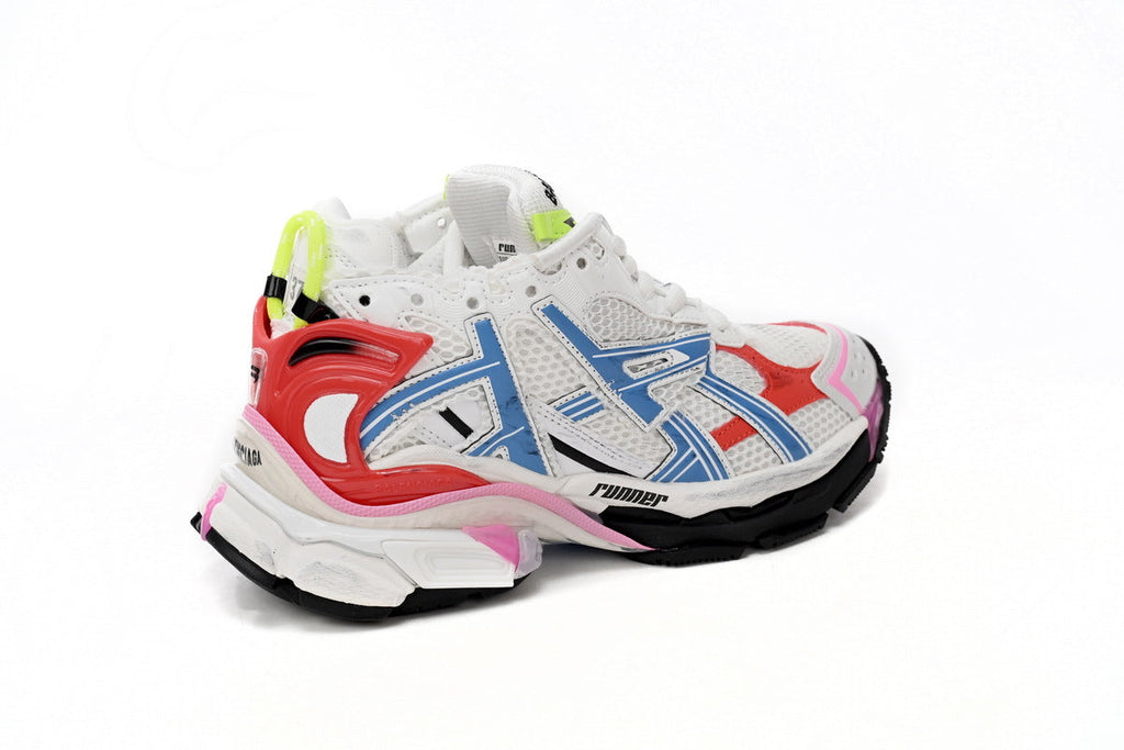 Balenciaga Runner Sneakers "White Red Blue Pink"-retro thick sole dad shoes，Women's Shoe Sale / Men's Shoe Sale
