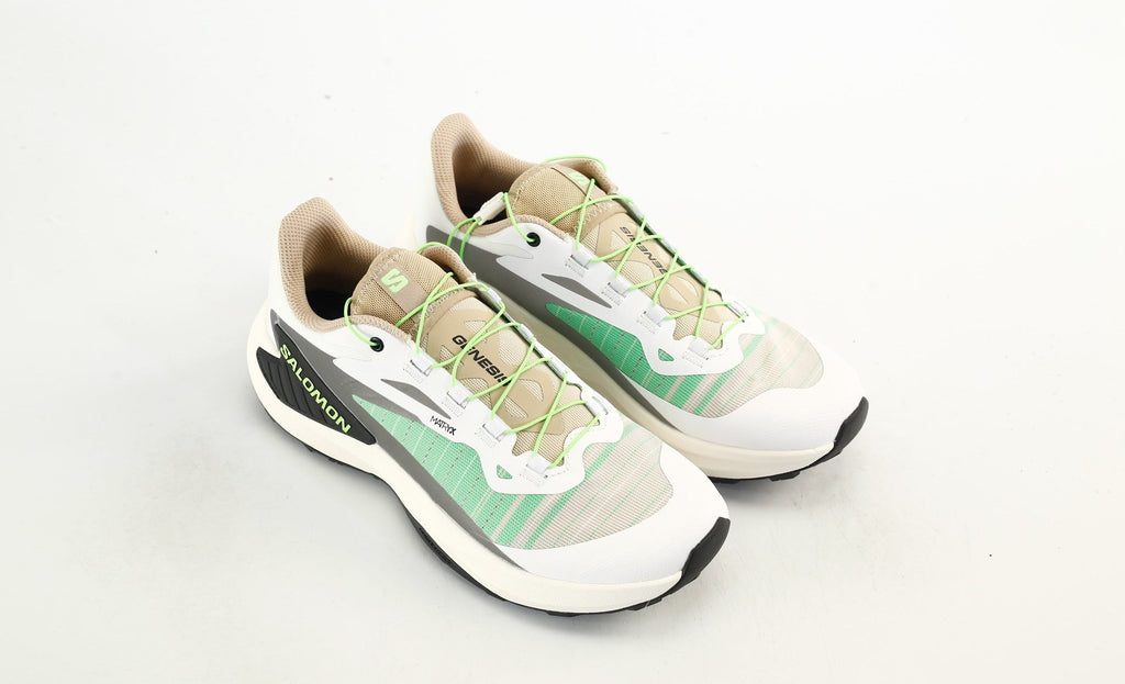 Salomon Genesis Trail Running Shoes "White Oxford Tan Green Gecko"- outdoor hiking shoes/Women's Shoe Sale / Men's Shoe Sale