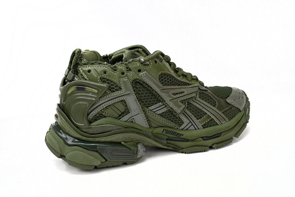Balenciaga Runner Mid Sneakers Army Green Mesh "Army Green" Chunky Mid Top Trainer