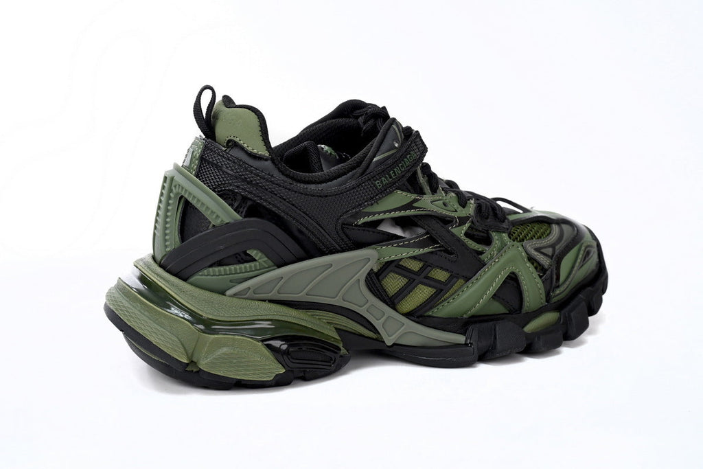 Balenciaga Track 2 Open Sneakers "Black Green"-retro thick sole dad shoes，Women's Shoe Sale / Men's Shoe Sale