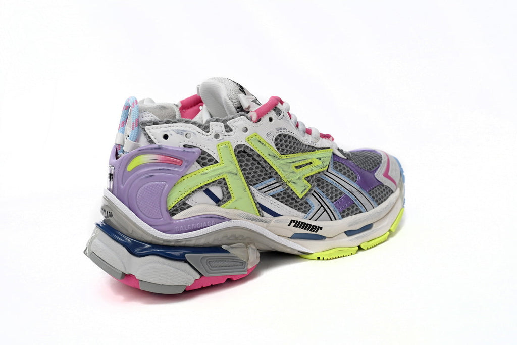 Balenciaga Runner Sneaker "Grey Purple Pink Neon Green"-retro thick sole dad shoes，Women's Shoe Sale / Men's Shoe Sale