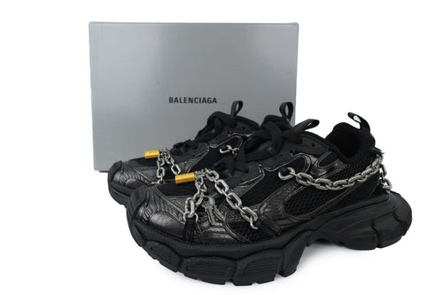 Balenciaga 3XL Chain Sneakers All Black "Black" Distressed Mesh Chunky Dad Shoes