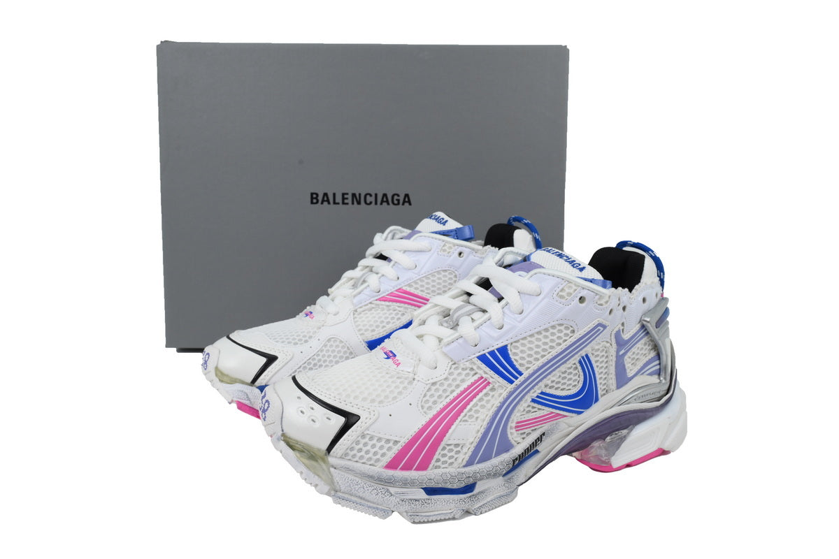 Balenciaga Runner Sneakers "White Blue Pink Purple"-retro thick sole dad shoes，Women's Shoe Sale / Men's Shoe Sale