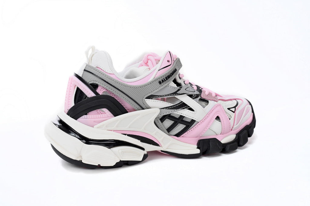 Balenciaga Track 2 Open Sneakers "Pink Grey White"-retro thick sole dad shoes，Women's Shoe Sale / Men's Shoe Sale
