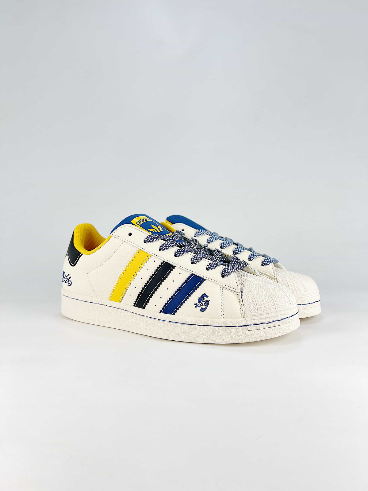 Adidas Originals Superstar Year of the Horse "Off White Yellow Blue Black"-Classic sneakers，Adidas Women's Shoe Sale / Men's Shoe Sale