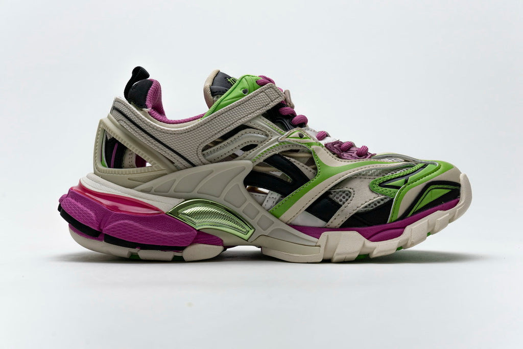Balenciaga Track 2 Open Sneaker "White Green Purple"-retro thick sole dad shoes，Women's Shoe Sale / Men's Shoe Sale