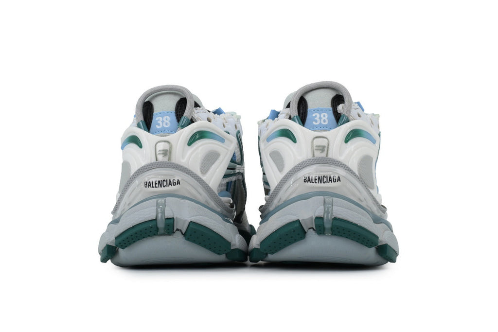 Balenciaga Runner Sneakers "White Green Blue"-retro thick sole dad shoes，Women's Shoe Sale / Men's Shoe Sale