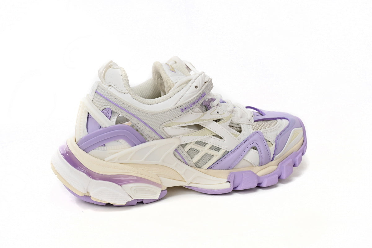 Balenciaga Track 2 Open Sneakers "White Lilac Purple"-retro thick sole dad shoes，Women's Shoe Sale / Men's Shoe Sale