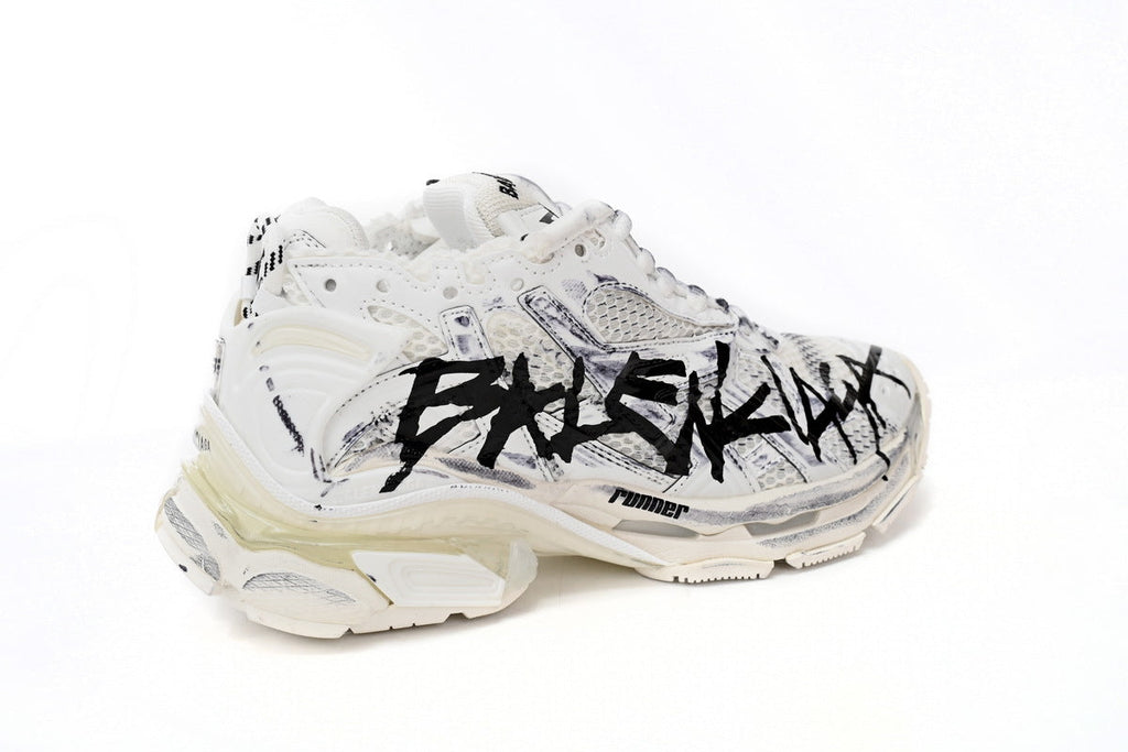 Balenciaga Runner Graffiti Sneaker "White Black"-retro thick sole dad shoes，Women's Shoe Sale / Men's Shoe Sale