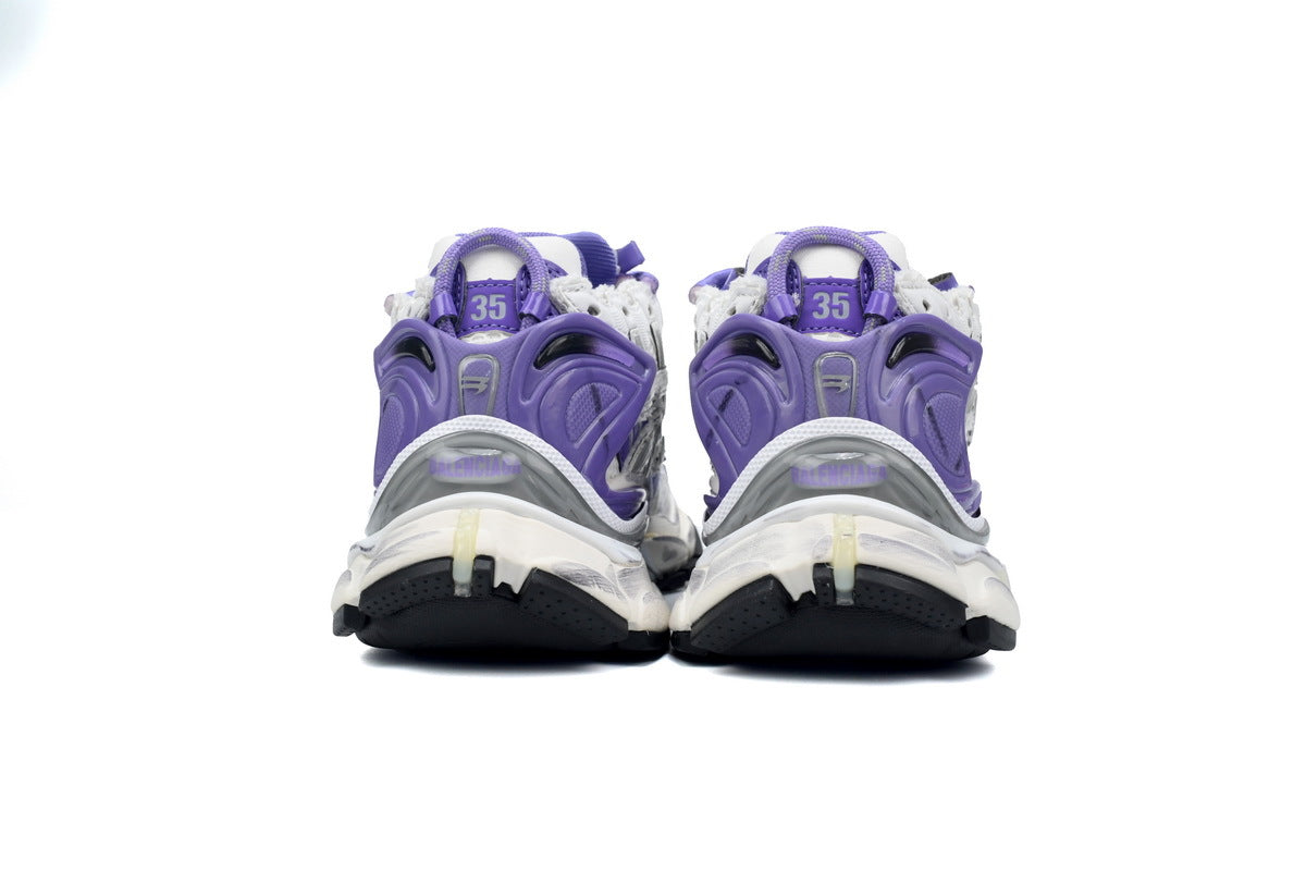 Balenciaga Runner Sneakers "White Purple Grey"-retro thick sole dad shoes，Women's Shoe Sale / Men's Shoe Sale