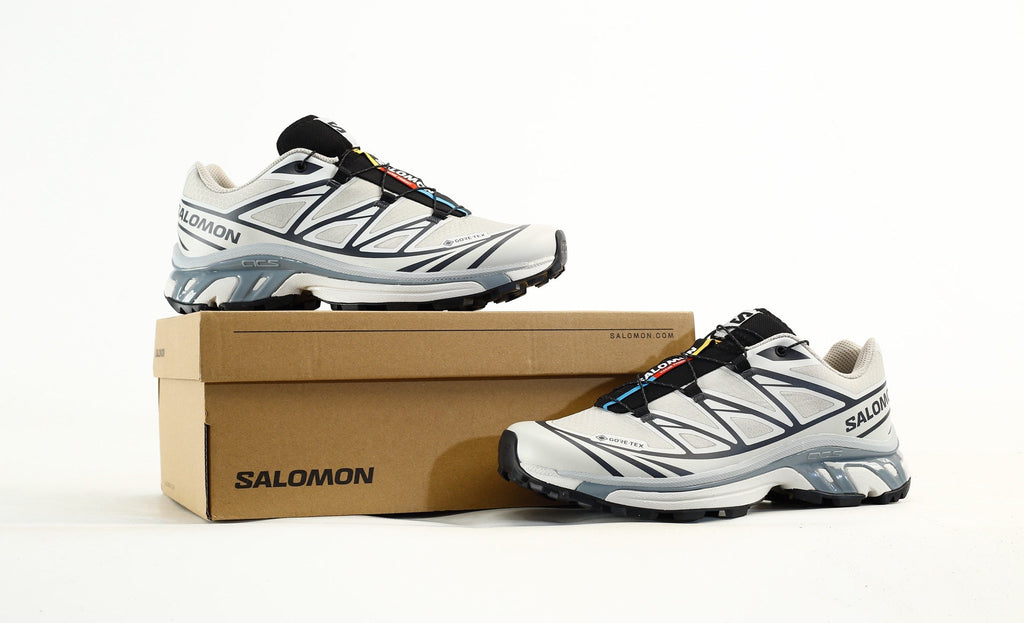 Salomon XT-6 GTX Trail Running Shoes "White Navy Blue"- outdoor hiking shoes/Women's Shoe Sale / Men's Shoe Sale