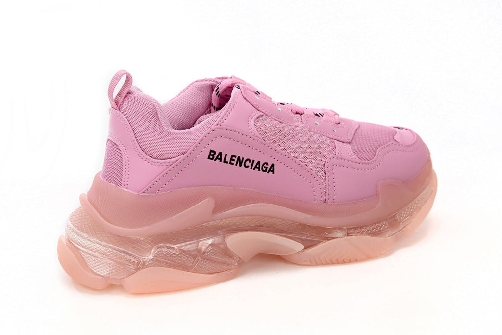 Balenciaga Triple S Sneakers "Pink Clear Sole"-retro thick sole dad shoes，Women's Shoe Sale / Men's Shoe Sale