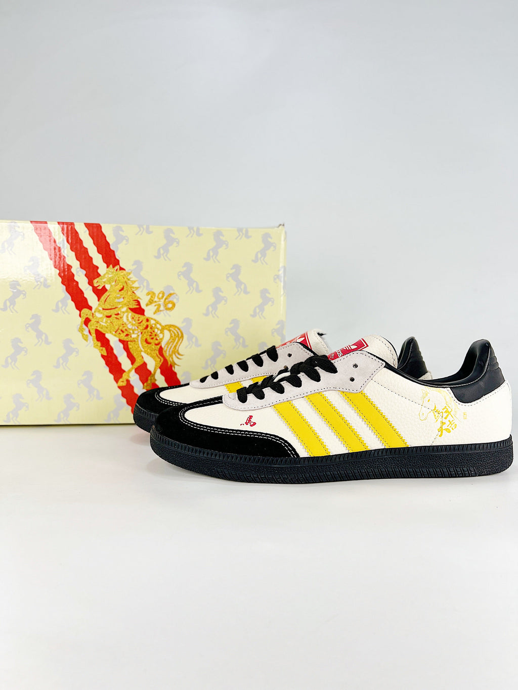 Adidas Samba Year of Horse "Cream White Black Yellow"-Classic sneakers，Adidas Women's Shoe Sale / Men's Shoe Sale