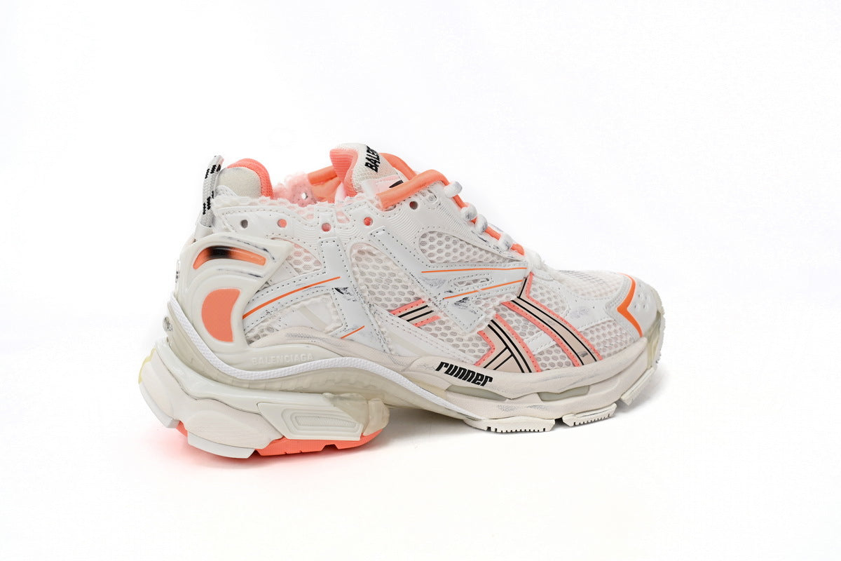 Balenciaga Runner Sneaker "White Orange"-retro thick sole dad shoes，Women's Shoe Sale / Men's Shoe Sale