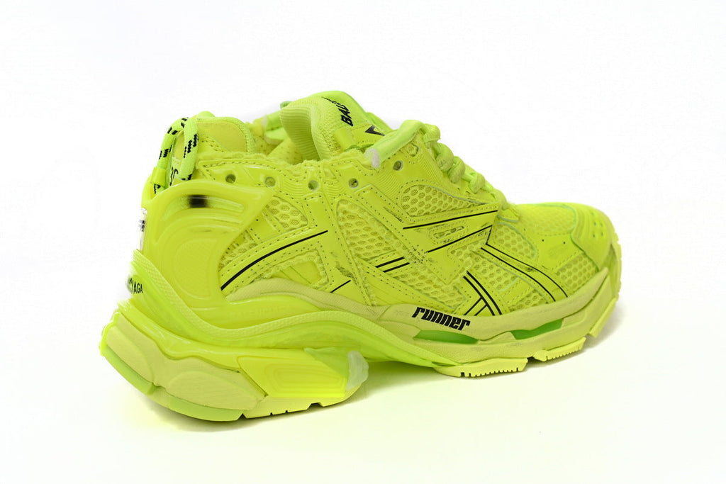 Balenciaga Runner Mid Sneakers Fluorescent Yellow Mesh Chunky Mid Top Trainer