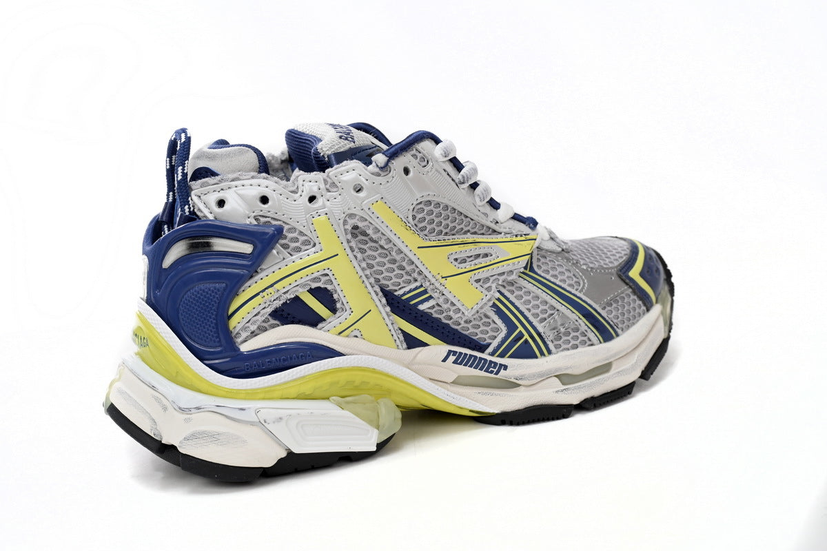 Balenciaga Runner Sneaker "Grey Blue Yellow"-retro thick sole dad shoes，Women's Shoe Sale / Men's Shoe Sale