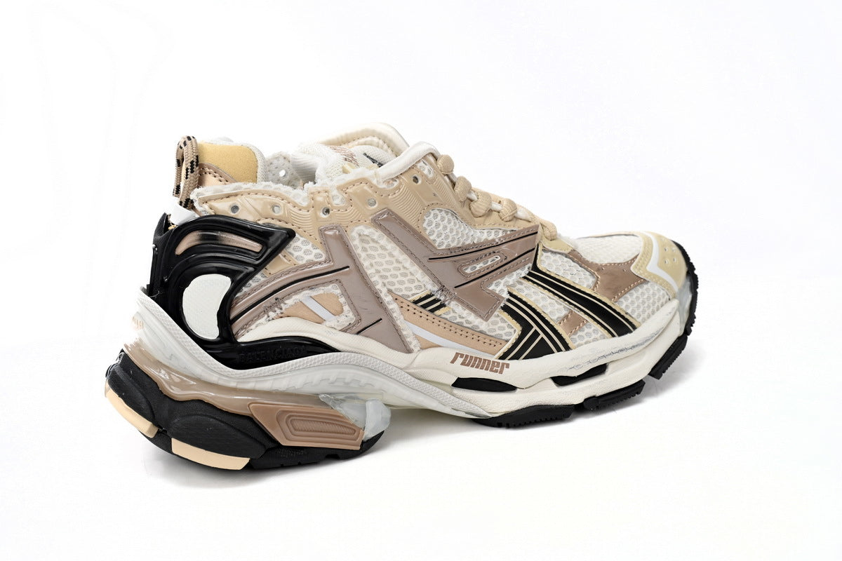 Balenciaga Runner Mid Sneakers Beige Cream Mesh "Beige Cream" Chunky Mid Top Trainer